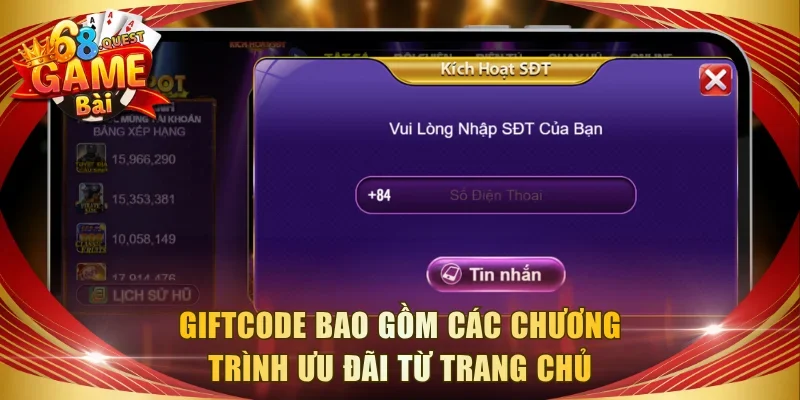 Giftcode bao gồm các chương trình ưu đãi từ trang chủ